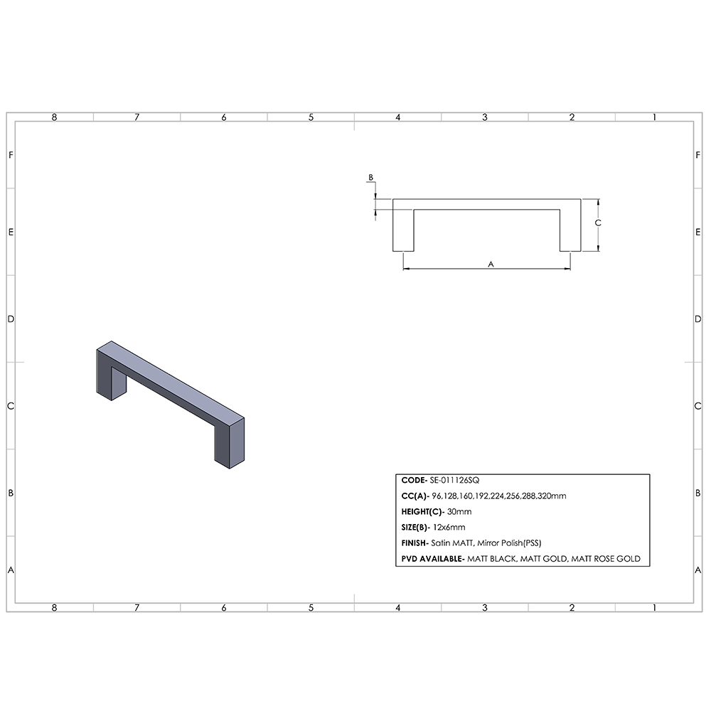 Sq Pull Handles- (30 mm)